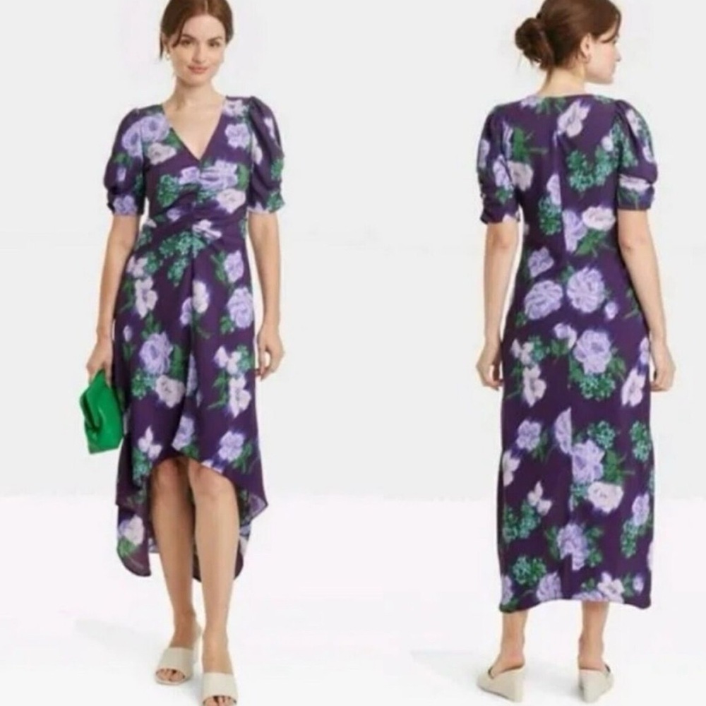 A New Day purple flower high low new with tags dress